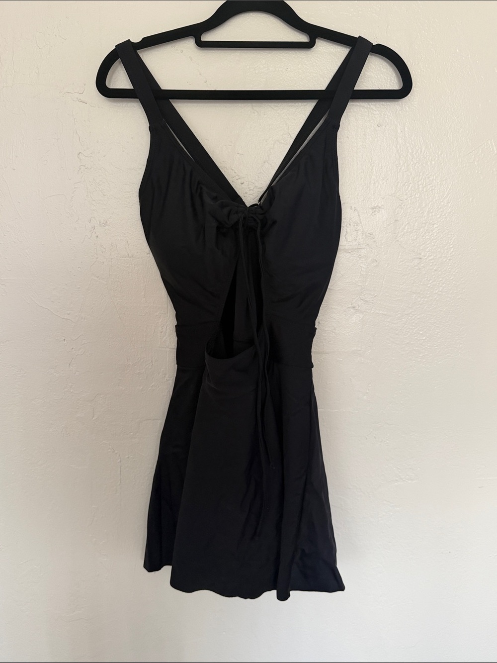 Yonique Black One-Piece Swimdress with adjustable straps